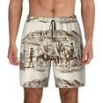 thumbnail image 1 of Lsque Mens Swim Trunks Western Desert Cowboys2 Pattern - Bathing Suit Compression Liner - Beach Swim Shorts Swimwear - (S-3XL) - Stretch Quick Dry -Medium, 1 of 9