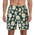 thumbnail image 1 of Lsque Mens Swim Trunks White Daisies and Bee Pattern - Bathing Suit Compression Liner - Beach Swim Shorts Swimwear - (S-3XL) - Stretch Quick Dry -Large, 1 of 9