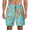 thumbnail image 1 of Lsque Mens Swim Trunks World Travel Line Icons Map Pattern - Bathing Suit Compression Liner - Beach Swim Shorts Swimwear - (S-3XL) - Stretch Quick Dry -Small, 1 of 9