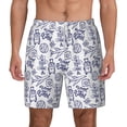 thumbnail image 1 of Lsque Mens Swim Trunks World Travel2 Pattern - Bathing Suit Compression Liner - Beach Swim Shorts Swimwear - (S-3XL) - Stretch Quick Dry -3X-Large, 1 of 9
