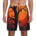 thumbnail image 1 of Lsque Mens Swim Trunks Yellow Castle Sunset Tree Pattern - Bathing Suit Compression Liner - Beach Swim Shorts Swimwear - (S-3XL) - Stretch Quick Dry -3X-Large, 1 of 9