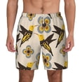 thumbnail image 1 of Lsque Mens Swim Trunks Yellow Flowers Hummingbird Pattern - Bathing Suit Compression Liner - Beach Swim Shorts Swimwear - (S-3XL) - Stretch Quick Dry -Large, 1 of 9