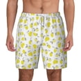 thumbnail image 1 of Lsque Mens Swim Trunks Yellow Lemon Leaves Pattern - Bathing Suit Compression Liner - Beach Swim Shorts Swimwear - (S-3XL) - Stretch Quick Dry -Small, 1 of 9