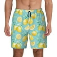 thumbnail image 1 of Lsque Mens Swim Trunks Yellow Lemon Pattern - Bathing Suit Compression Liner - Beach Swim Shorts Swimwear - (S-3XL) - Stretch Quick Dry -Medium, 1 of 9