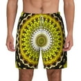 thumbnail image 1 of Lsque Mens Swim Trunks Yellow Mandala Pattern - Bathing Suit Compression Liner - Beach Swim Shorts Swimwear - (S-3XL) - Stretch Quick Dry -Large, 1 of 9