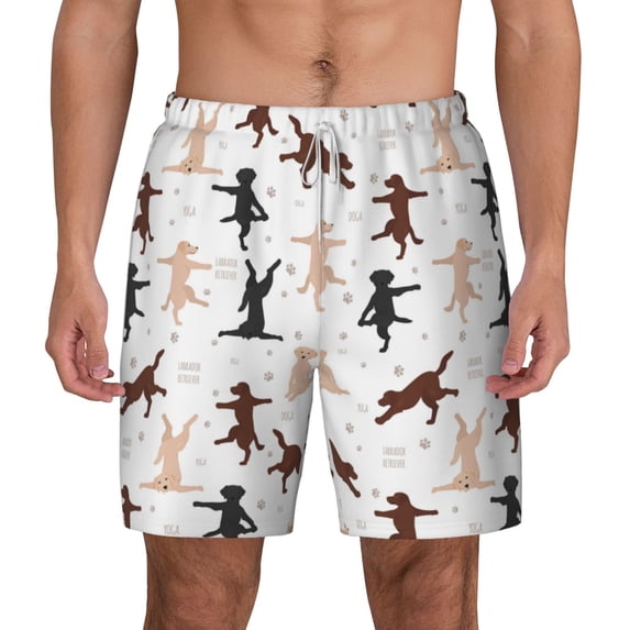 Lsque Mens Swim Trunks Yoga Labrador Retriever Pattern - Bathing Suit Compression Liner - Beach Swim Shorts Swimwear - (S-3XL) - Stretch Quick Dry -X-Large