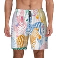 thumbnail image 1 of Lsque Mens Swim Trunks Zebra Colourful Pattern - Bathing Suit Compression Liner - Beach Swim Shorts Swimwear - (S-3XL) - Stretch Quick Dry -Large, 1 of 9