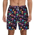 Lsque Mens Swim Trunks colorful mushroom Skull Pattern Bathing Suit