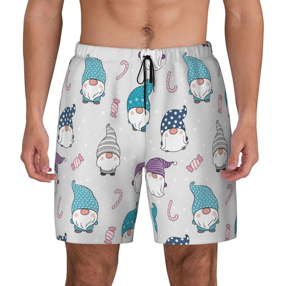Lsque Mens Swim Trunks cute winter Gnome Pattern - Bathing Suit Compression Liner - Beach Swim Shorts Swimwear - (S-3XL) - Stretch Quick Dry -Medium