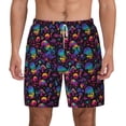thumbnail image 1 of Lsque Mens Swim Trunks mushroom colorful Skull Pattern - Bathing Suit Compression Liner - Beach Swim Shorts Swimwear - (S-3XL) - Stretch Quick Dry -Small, 1 of 9