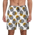 thumbnail image 1 of Lsque Mens Swim Trunks plaid Pumpkin Daisy Pattern - Bathing Suit Compression Liner - Beach Swim Shorts Swimwear - (S-3XL) - Stretch Quick Dry -X-Large, 1 of 9