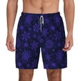 thumbnail image 1 of Lsque Mens Swim Trunks purple flower Snowflake Pattern - Bathing Suit Compression Liner - Beach Swim Shorts Swimwear - (S-3XL) - Stretch Quick Dry -Large, 1 of 9