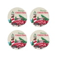 thumbnail image 1 of Lsque Merry Christmas 1 Pattern 4" Drink Coasters Set of 4, PVC Leather Absorbent Coasters, Table Coaster Set Decorative Coffee Cup Coasters Housewarming Gift -Round Shape, 1 of 6