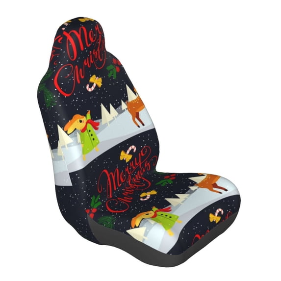 Lsque Merry Christmas Elk Pattern Car Seat Covers for Front Seats , Waterproof Seat Covers for Cars, Sporty Front Seat Covers,Car Seat Cover Protector Front Seats