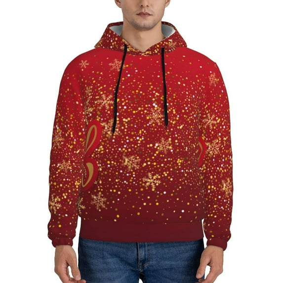 Lsque Merry Christmas Pattern Casual Men's Hoodie,Hooded Sweatshirt with Kangaroo Pocket,Pullover Hoodie-3X-Large