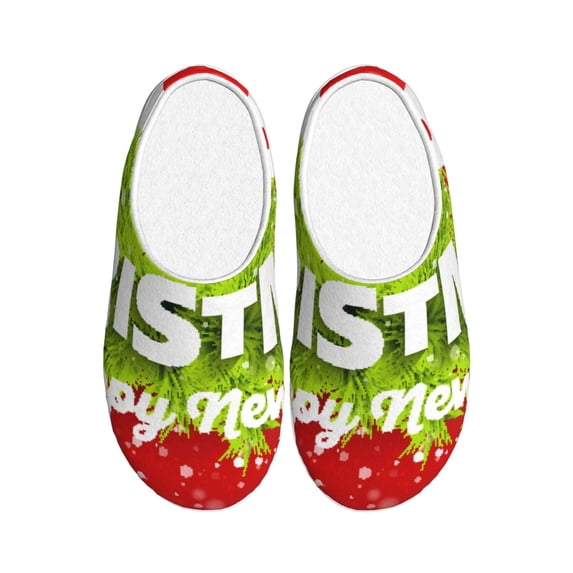 Lsque Merry Christmas Pattern Womens Comfort Cotton on Scuff With Memory Foam and Anti-skid Sole Slipper-40/41