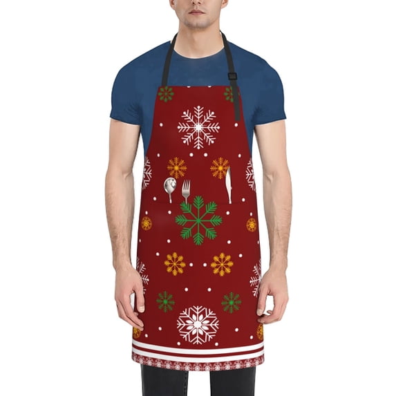 Lsque Merry Christmas Waterproof Apron Chef Aprons for Men Heavy Duty Chemical Work Apron Extra Long Grilling Aprons with Adjustable Bib Apron