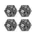 thumbnail image 1 of Lsque Metallic Gears Pattern 4" Drink Coasters Set of 4, PVC Leather Absorbent Coasters, Table Coaster Set Decorative Coffee Cup Coasters Housewarming Gift -Hexagon, 1 of 6