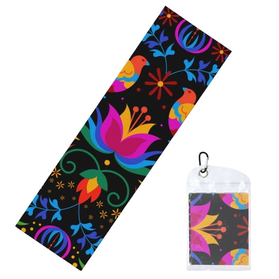 Lsque Mexican Flower Traditional1 Printed Cooling Towel (40"x 12"), Ice Towel, Microfiber, Soft Breathable Chilly Towel for Yoga, Sport, Gym, Workout, Fitness, Running