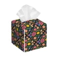 thumbnail image 1 of Lsque Mexican Folk Art Floral Printed Tissue Box Cover Holder, Facial Paper Organizer Dispenser,Square with Bottom Belt, PVC Leather Decorative Organizer, 1 of 8