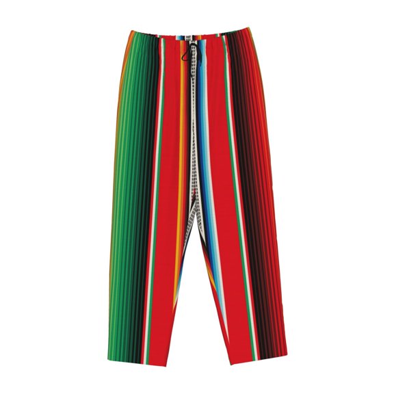Lsque Mexican Serape Blanket Stripes Print Women's Pajama Pants, Lounge Pant - Comfortable Home Wear,Elastic Waistband, Stylish Design-Small