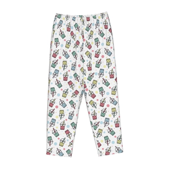 Lsque Milk Tea Print Women's Pajama Pants, Lounge Pant - Comfortable Home Wear,Elastic Waistband, Stylish Design-Small
