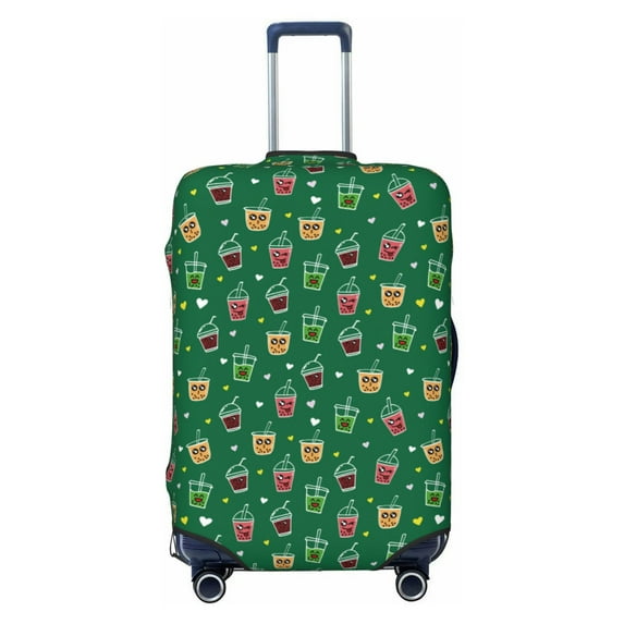 Lsque Milk Tea Printed Luggage Cover, Travel Luggage Protector,Scratch and Dirt Resistant, Fits 18-32 Inch Luggage - X-Large