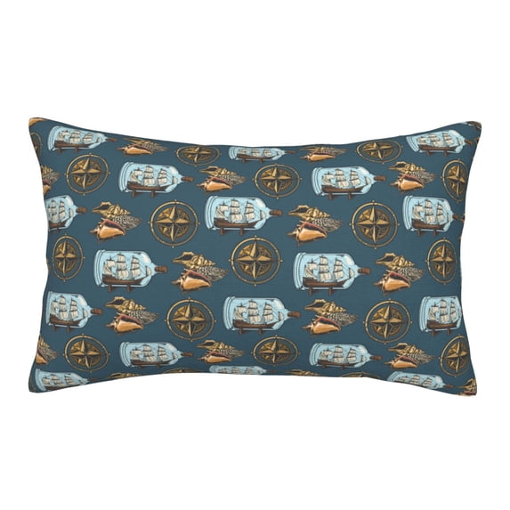 Lsque Miniature Ship In Bottle Pattern Pillow Case – Soft & Cozy Throw Pillow Cover, Hypoallergenic Cushion Case for Sleeping Women with Envelope Closure-16"x24"