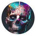 thumbnail image 1 of Lsque Modern Abstract Colorful Skull B Print Christmas Tree Skirt, Tree Skirt with Ties or Velcro, Perfect for Holiday Decorations, Halloween, and New Year-36", 1 of 7