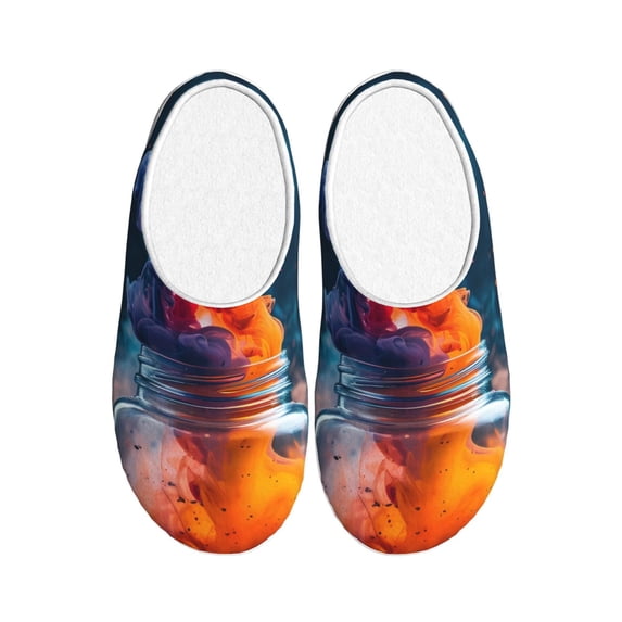 Lsque Modern Art Red And Blue Colors Pattern Womens Comfort Cotton on Scuff With Memory Foam and Anti-skid Sole Slipper-46/47