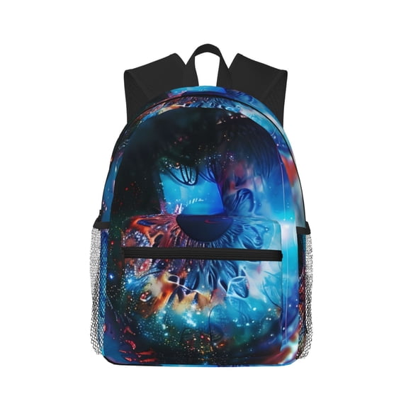 Lsque Modern Colorful Eyes Classic Casual Backpack - Large Capacity Water-Resistant Backpack for School, Work, Travel, and Outdoor Activities