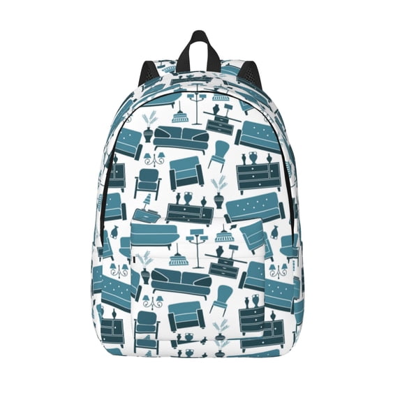 Lsque Modern Furniture Pattern Canvas Daypack, Durable Backpack, High-quality Versatile Backpack,Vintage Compact Backpack-Medium