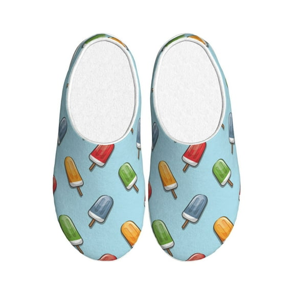 Lsque Modern Ice Cream Pattern Womens Comfort Cotton on Scuff With Memory Foam and Anti-skid Sole Slipper-40/41