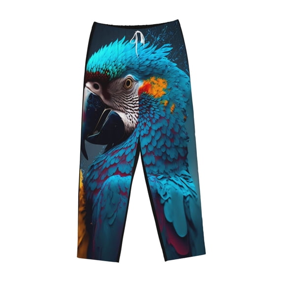 Lsque Modern Style Blue Parrot Print Women's Pajama Pants, Lounge Pant - Comfortable Home Wear,Elastic Waistband, Stylish Design-XX-Large
