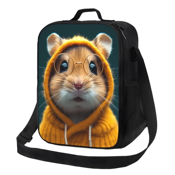 Lsque Modern Yellow Sweater Guinea Pig Lunch Bag Lunch Box for Women Men Reusable Insulated Lunch Tote Bag,Leakproof Thermal Cooler Sack Food Handbags Case High Capacity