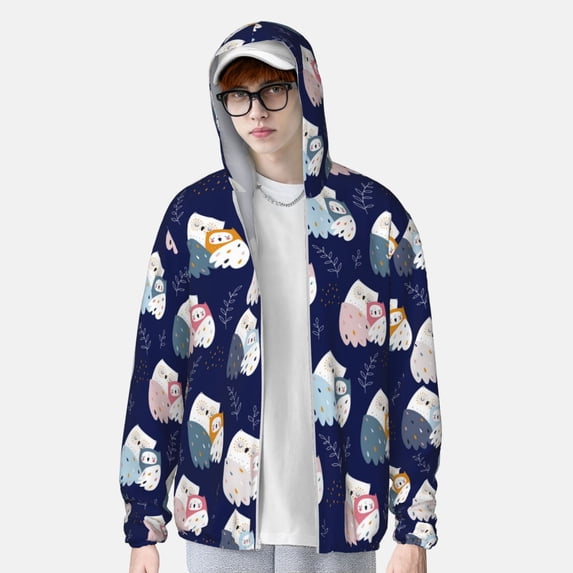 Lsque Mom And Baby Owls UPF 50+ Lightweight Sun Protection Men's Women's Long Sleeve Shirt, Hoodie Performance -Large