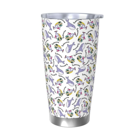 Lsque Monkey Submarine Captain Pattern 20oz Car Cup with Lid and Straw, Insulated Coffee Cup with Straw Topper, Spill Proof Travel Coffee Mug, Stainless Steel Tumble-Without Straw