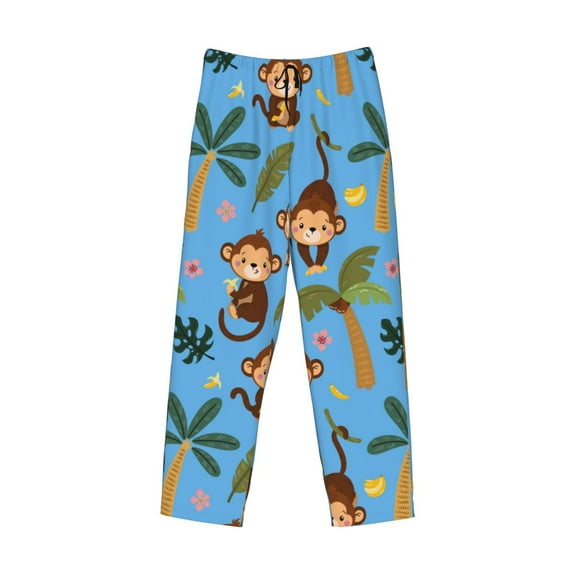 Lsque Monkeys Swinging from Palms Print Men's Pajama Pants, Lounge Pant - Comfortable Home Wear,Elastic Waistband, Stylish Design-Large
