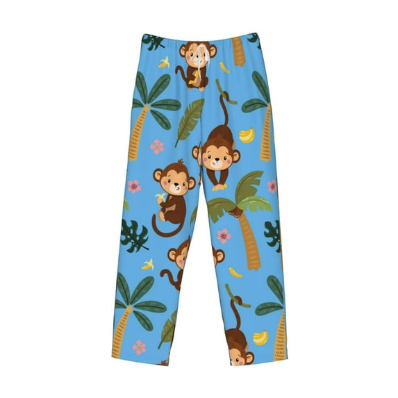 Lsque Monkeys Swinging from Palms Print Men's Pajama Pants, Lounge Pant - Comfortable Home Wear,Elastic Waistband, Stylish Design-Medium
