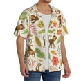 thumbnail image 1 of Lsque Monkeys in the Jungle print Men's Cuban Collar Short Sleeve Shirt Summer Beachwear Casual Button Down Fashionable Vacation Leisure Shirt-Large, 1 of 7