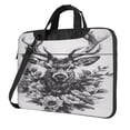 thumbnail image 1 of Lsque Monochrome Deer Floral Pattern Laptop Bag – Portable & Slim Single-Shoulder Computer Case with Adjustable Strap, Protective, Lightweight for 13”/14”/15.6” Laptops, 1 of 8