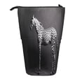 thumbnail image 1 of Lsque Monochrome Leopard Horse Pattern Telescopic Pencil Bag Pen Holder Stationery Case, Stand-up Retractable Transformer Bag Organizer, 1 of 6