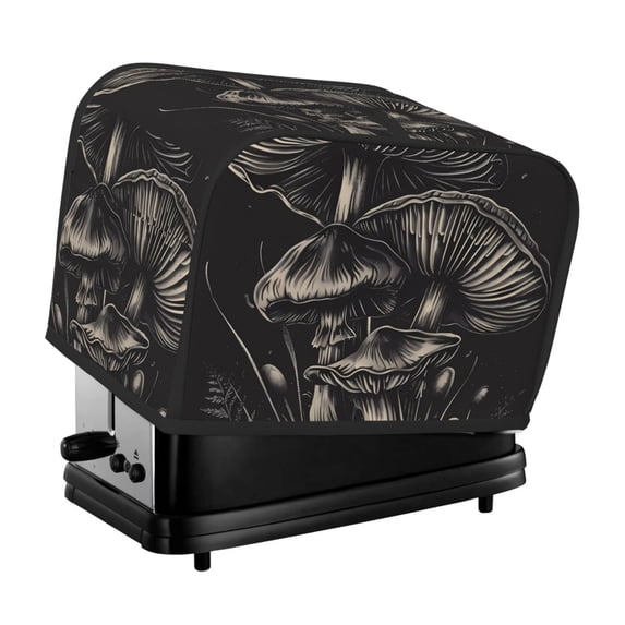 Lsque Monochrome Mushroom Artwork Print 2 Slice Toaster Cover , Kitchen Appliance Dustproof Protector , Toaster Protector Dustproof Kitchen Appliance Cover
