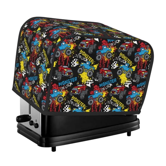 Lsque Monster Car Print 2 Slice Toaster Cover , Kitchen Appliance Dustproof Protector , Toaster Protector Dustproof Kitchen Appliance Cover