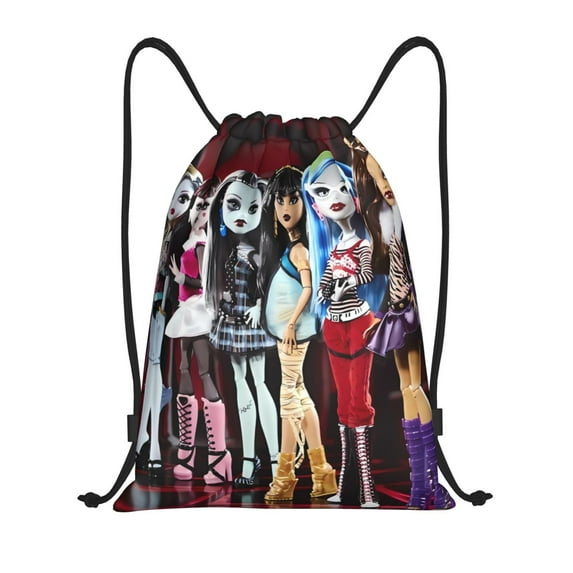 Lsque Monster High Print Drawstring Backpack Bag Sport Gym Sackpack Cinch Bags Drawstring Bags Draw String Sport Bag-Medium