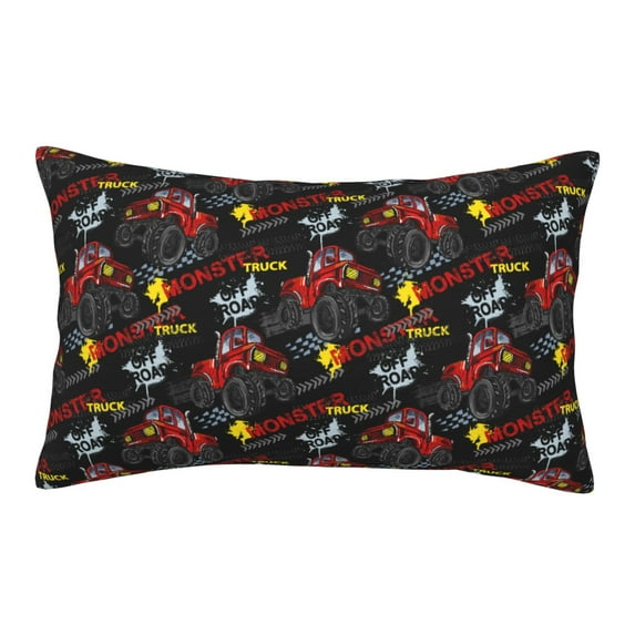 Lsque Monster Truck Pattern Pillow Case – Soft & Cozy Throw Pillow Cover, Hypoallergenic Cushion Case for Sleeping Women with Envelope Closure-14"x20"