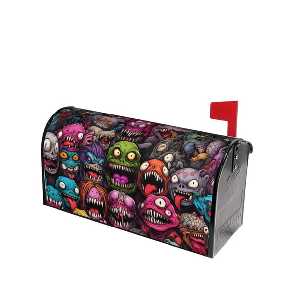 Lsque Monstrous Cartoon Characters Mailbox Cover Standard Size ,Magnetic Mailbox Covers Post Wraps Letter Box Cover -25.5x21 in
