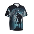 thumbnail image 1 of Lsque Moon Wolf Warrior pattern Hawaiian Shirt for Men, Unisex Summer Beach Casual Short Sleeve Button Down Shirts-Small, 1 of 9