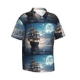 thumbnail image 1 of Lsque Moonlit Sea Sailboat pattern Hawaiian Shirt for Men, Unisex Summer Beach Casual Short Sleeve Button Down Shirts-Small, 1 of 9