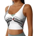 thumbnail image 1 of Lsque Moose Kissing Under Mistletoe Printed Women'S Sports Bra, Compression, Moisture Wicking, High-Impact Sports Bra For Women,Supportive sports bra-, 1 of 9